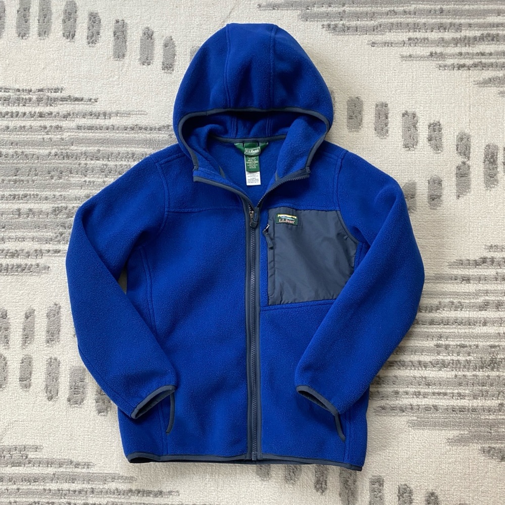 👀 NEW! L.L. Bean Kids Blue Fleece Hoodie Size 10-12